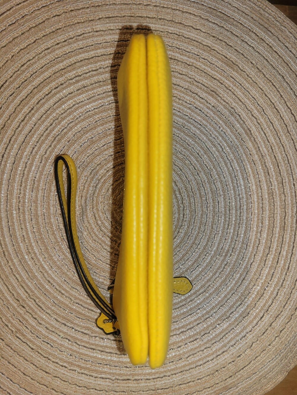 Coach Yellow Pebbled Leather Double Zip Wristlet Clutch - Picture 6 of 6
